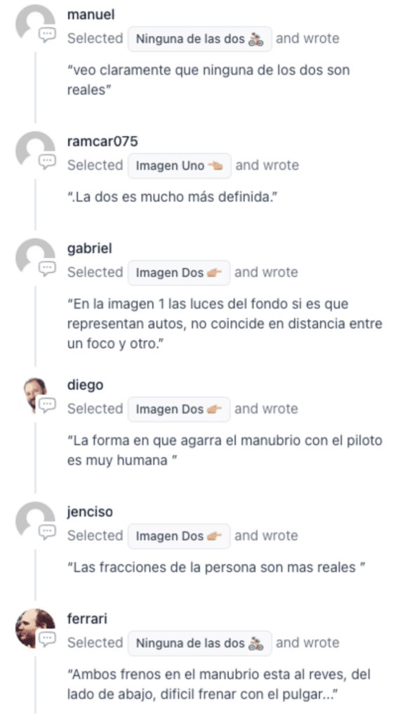 Comentarios y opiniones de los lectores sobre el reto "Sabor Auténtico vs. Sabor Artificial" edición #101, comparando dos imágenes y debatiendo cuál es real.